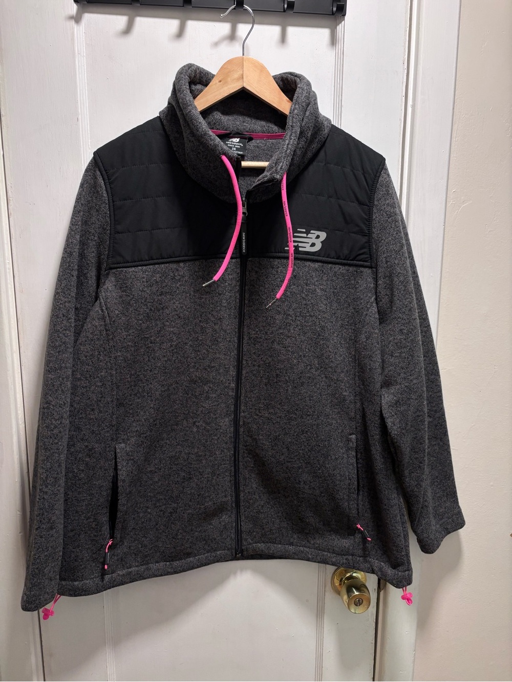 New Balance Gray Fleece Jacket with Pink Trim
